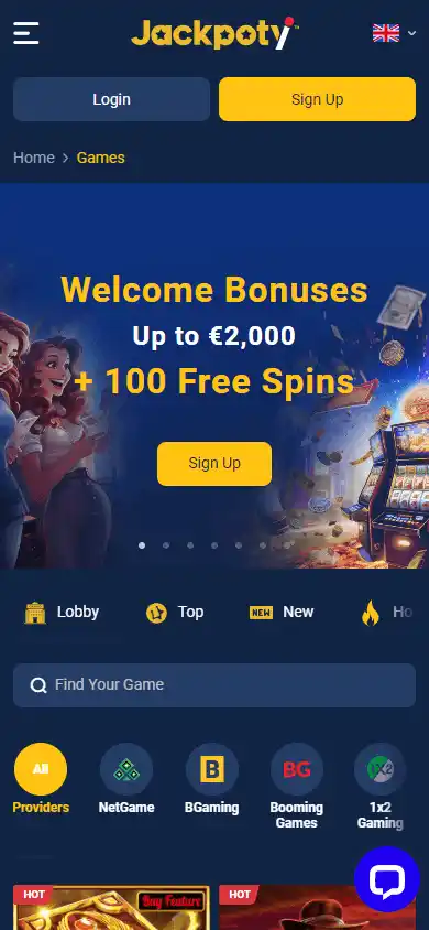 Jackpoty Casino games on mobile