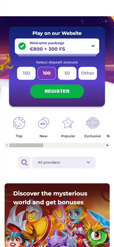 Alf Casino homepage on mobile
