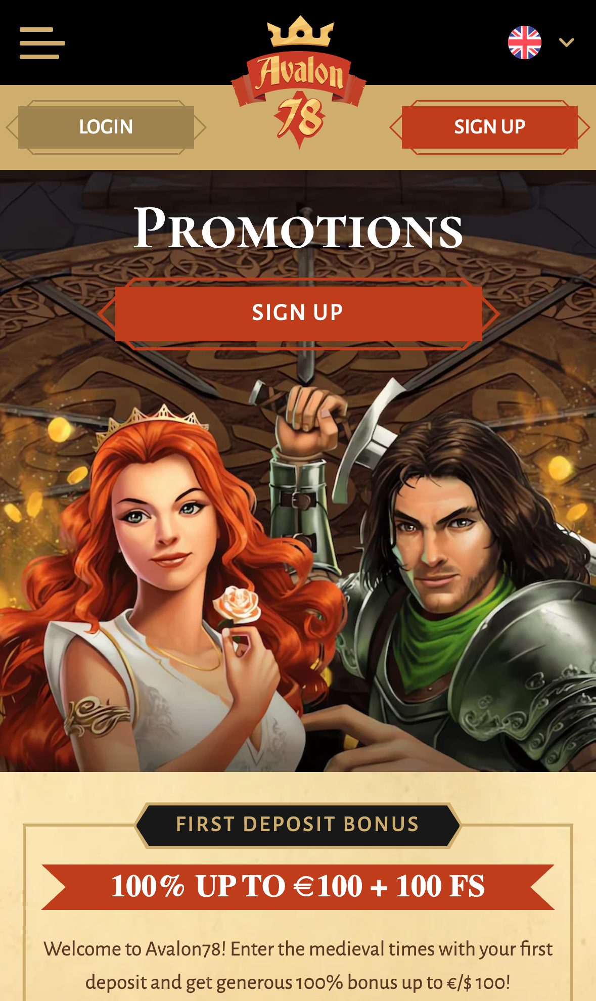 Avalon78 Casino promotions page on mobile