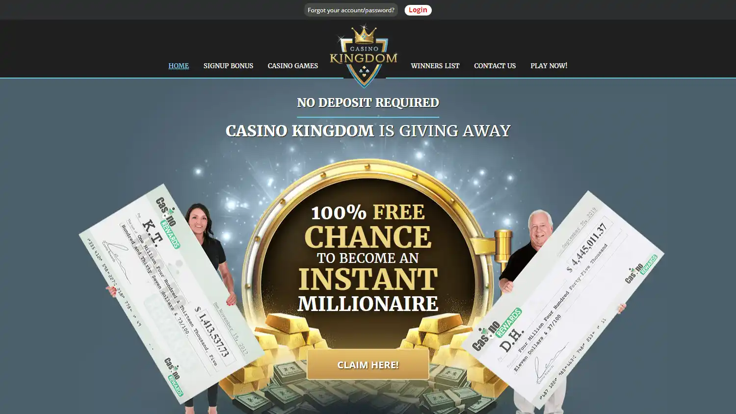 Casino Kingdom homepage on desktop