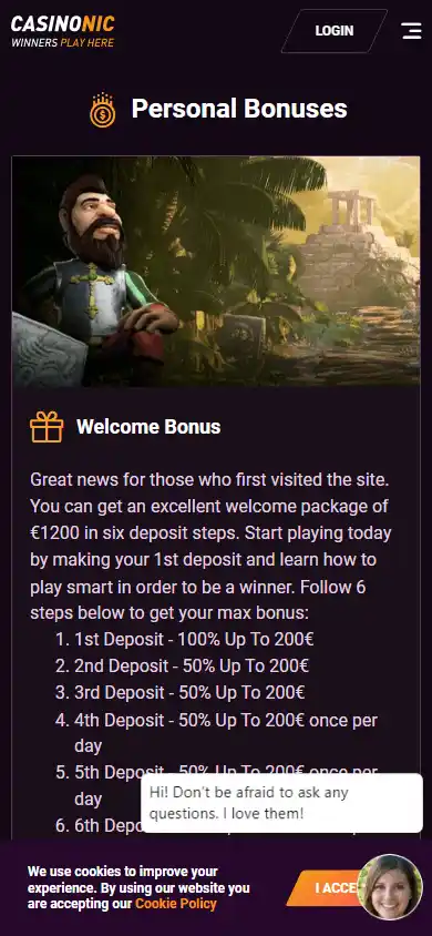Casinonic promotions on mobile