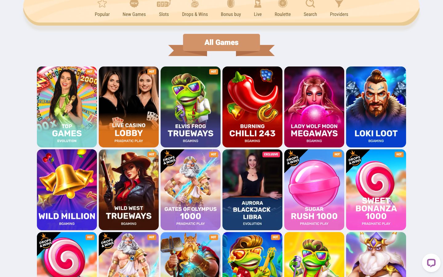 Cookie Casino game lobby