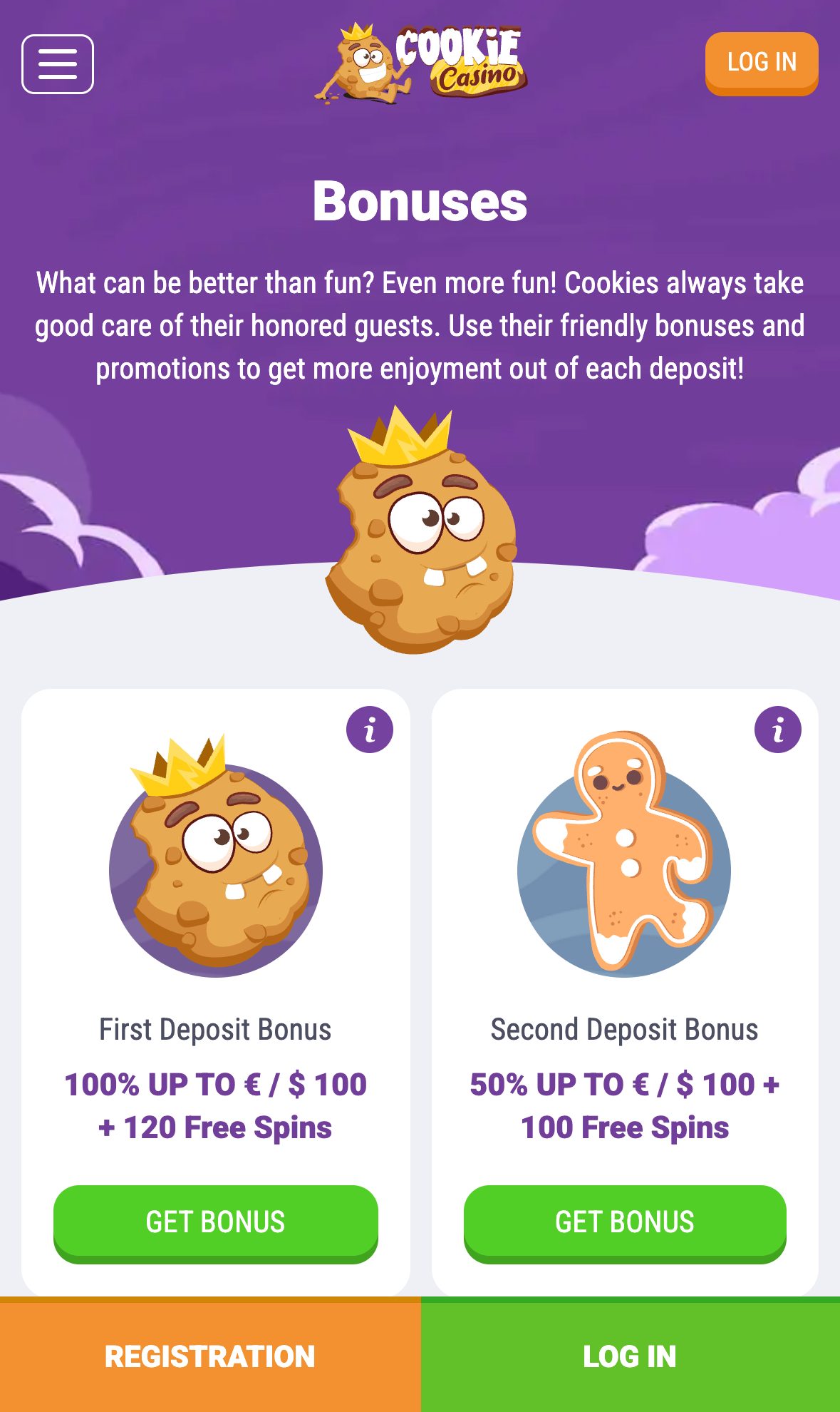 Cookie Casino promotions page on mobile