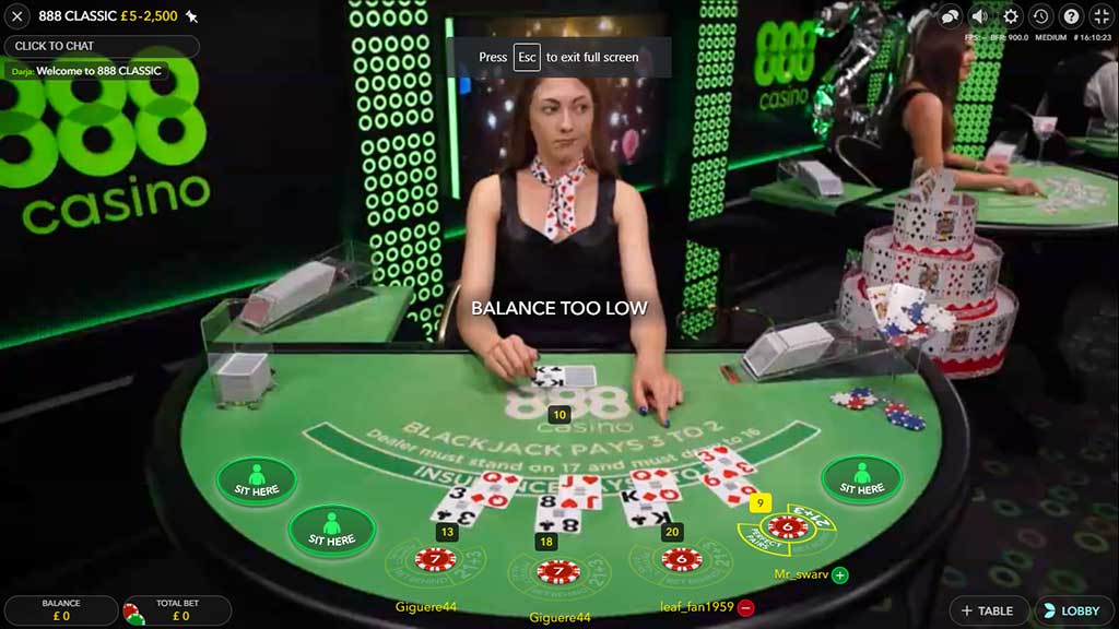 Evolution Gaming Blackjack Screenshot