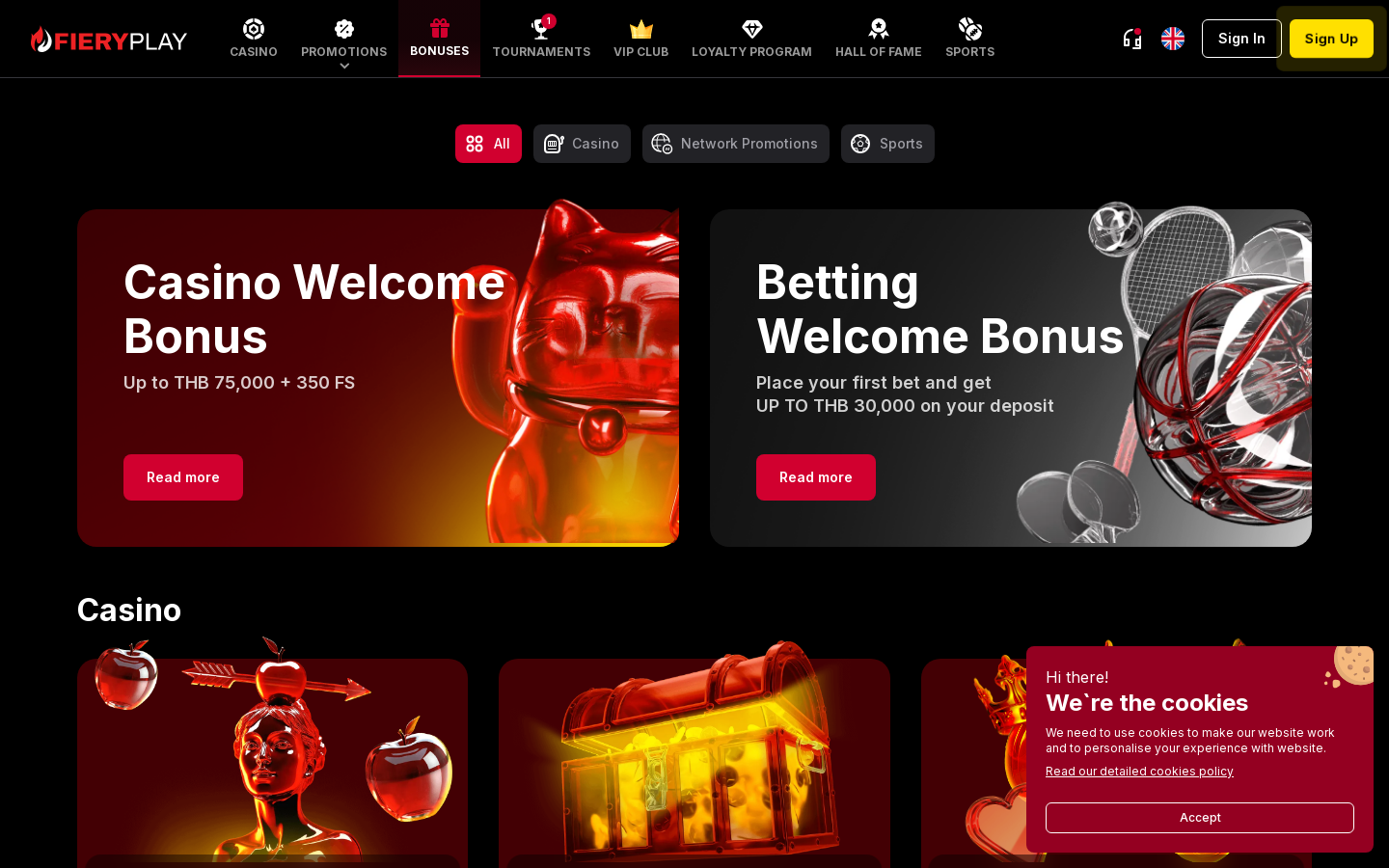 Fiery Play Casino promotions page