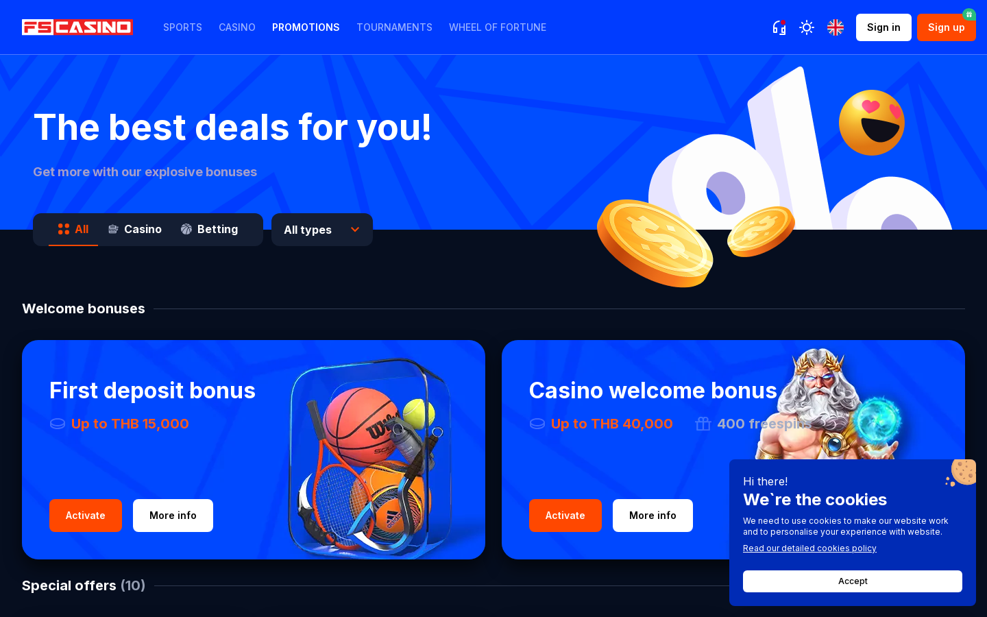 FS Casino promotions page