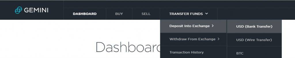 Gemini deposit into exchange