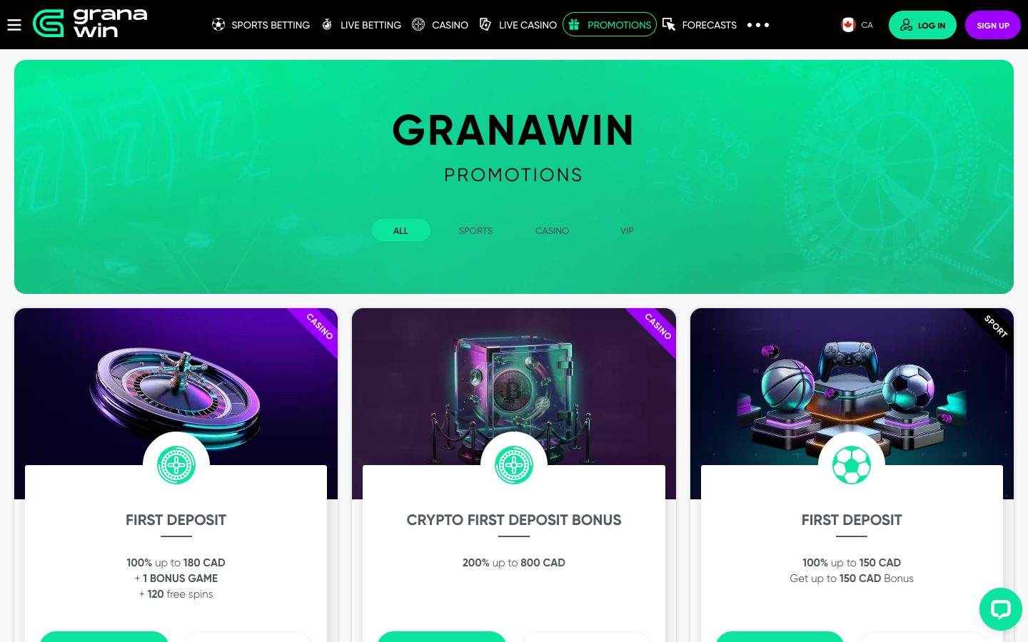 Granawin Casino promotions page