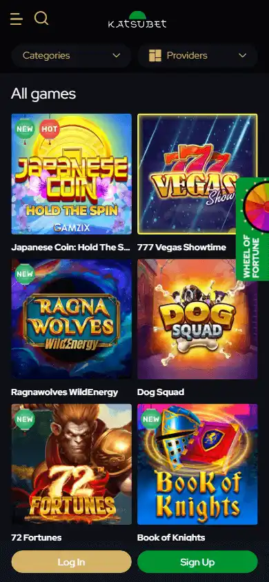 KatsuBet Casino games on mobile