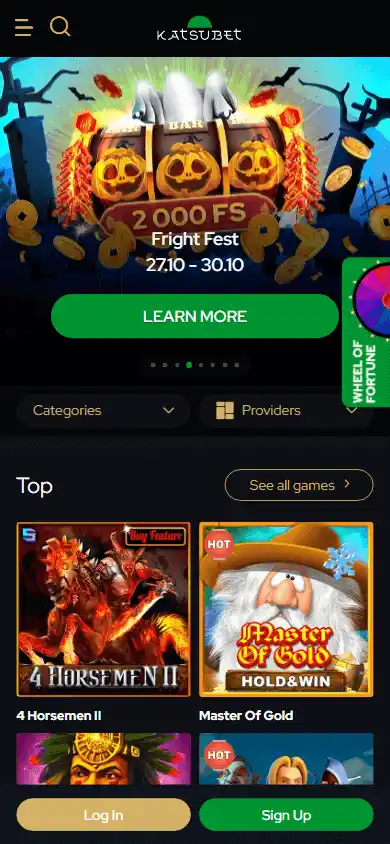 KatsuBet Casino homepage on mobile