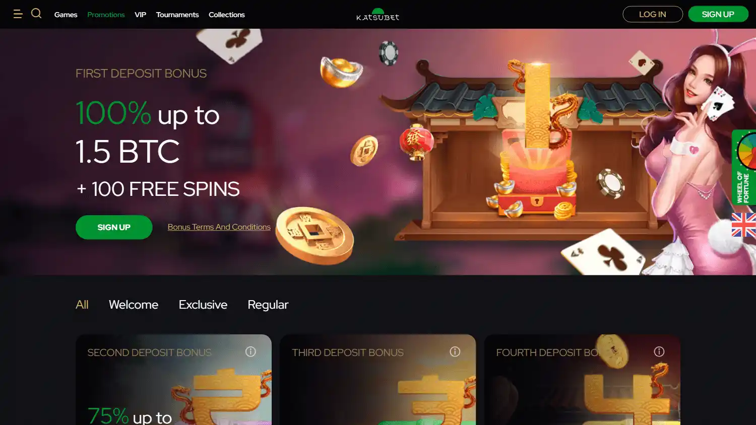 KatsuBet Casino promotions on desktop