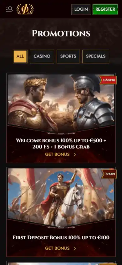 Legiano Casino promotions on mobile