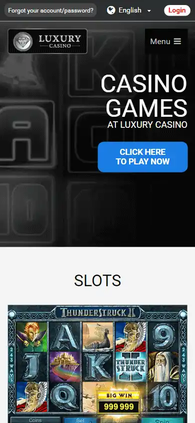 Luxury Casino games page on mobile