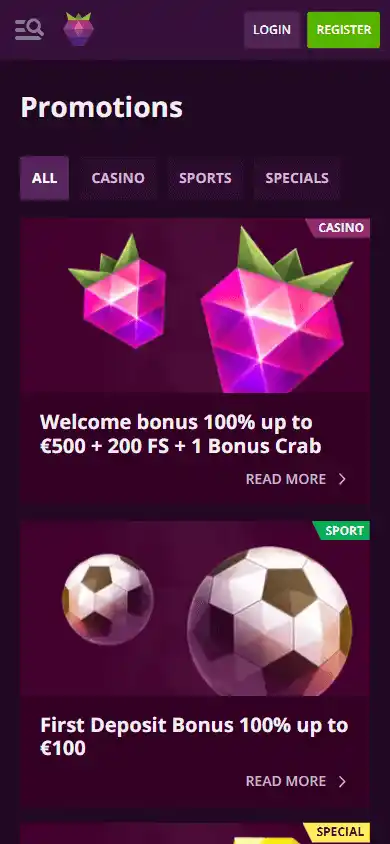 Malina Casino promotions on mobile
