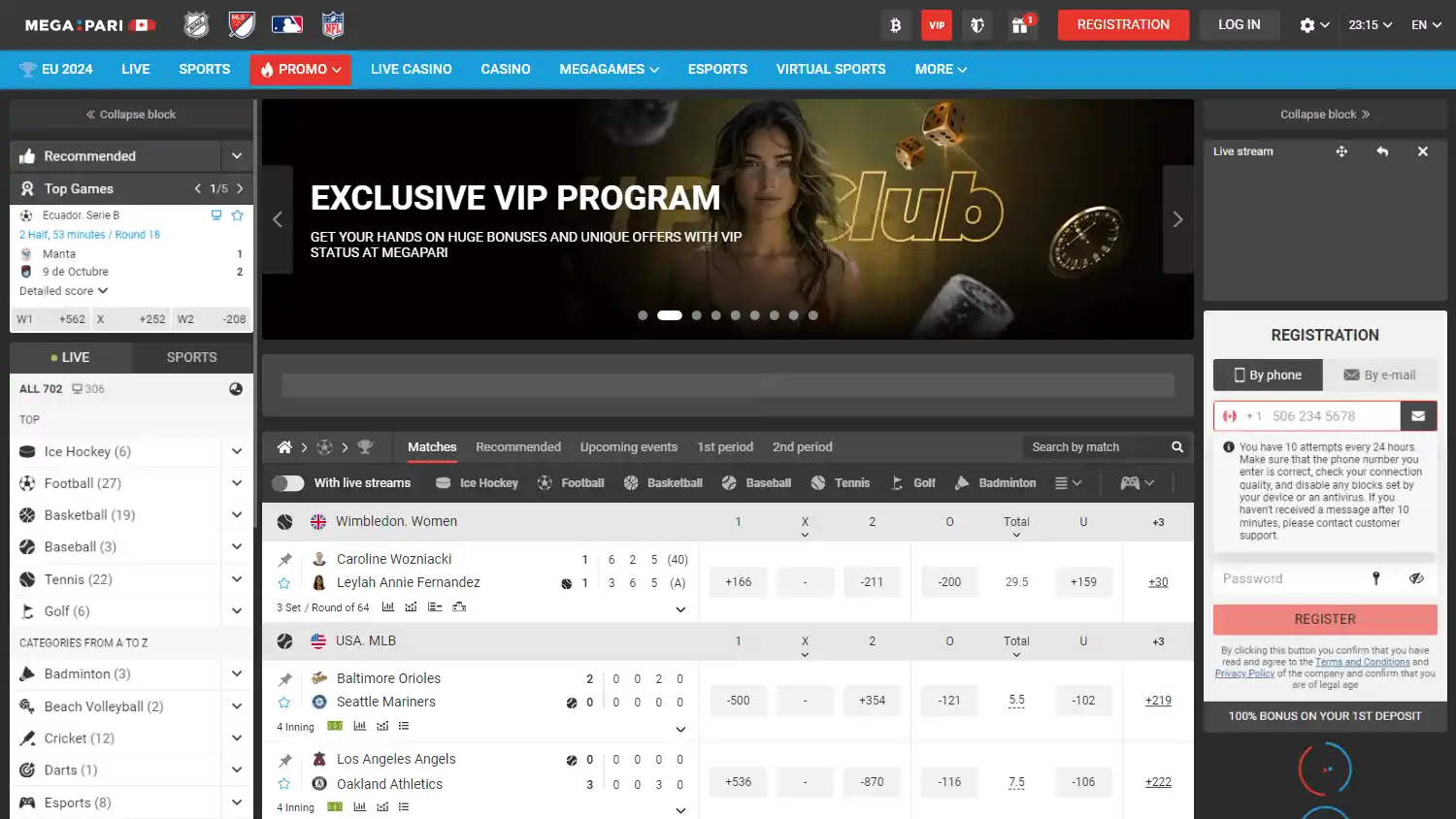 Megapari homepage on desktop