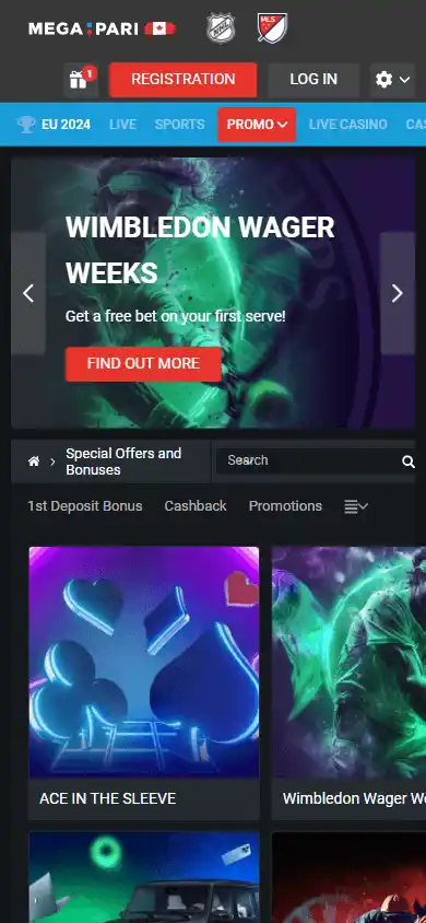 Megapari promotions on mobile