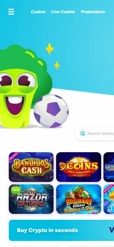 Nomini Casino homepage on mobile
