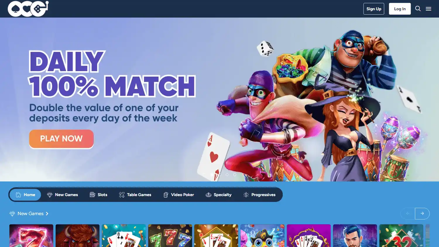 Online Casino Games lobby on desktop