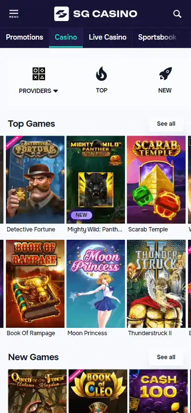SG Casino games on mobile