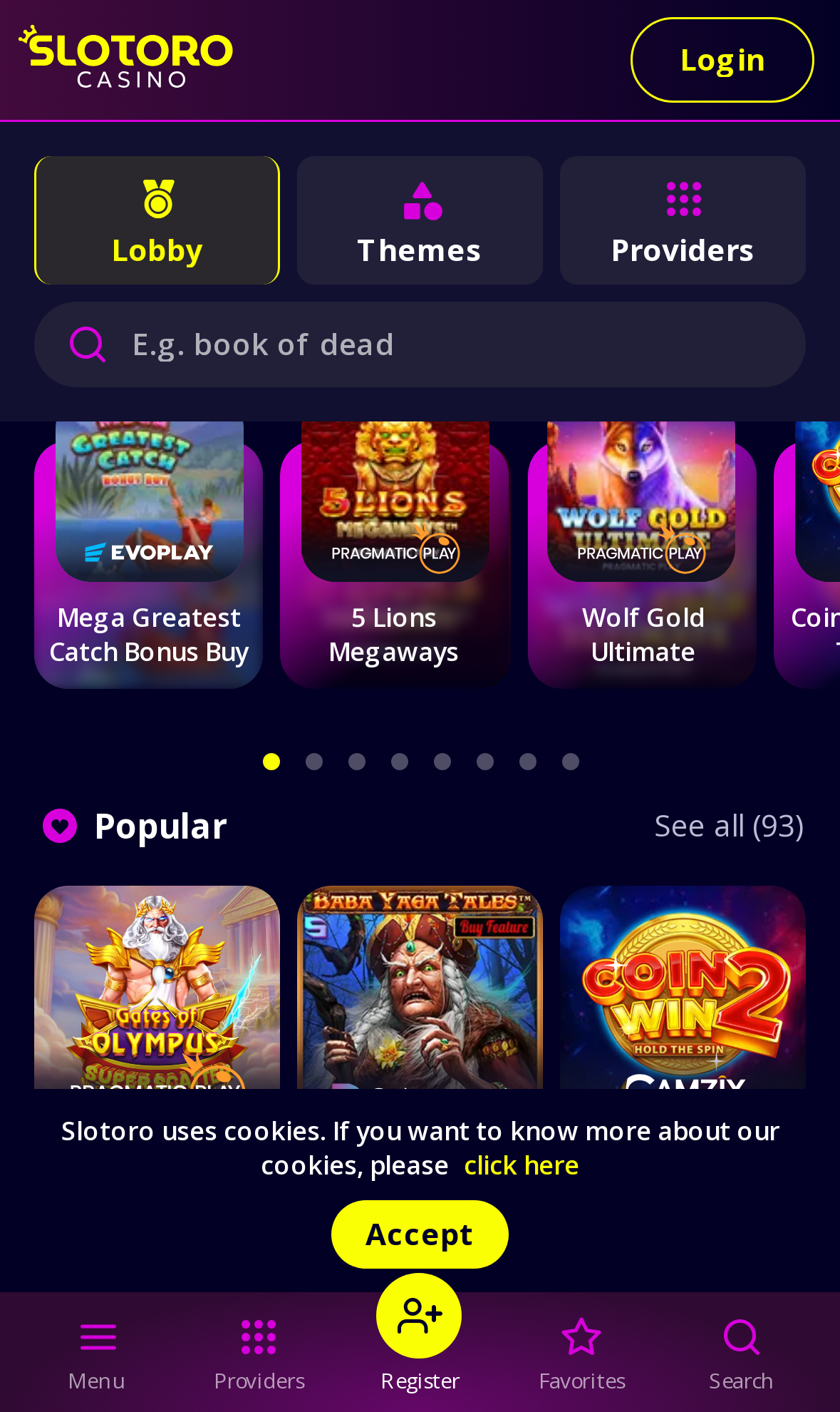 Slotoro Casino promotions on mobile