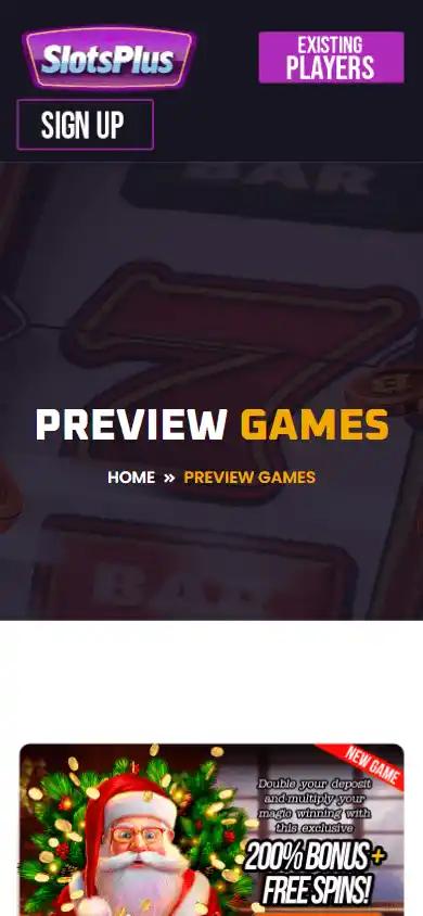 Slots Plus Casino games page on mobile