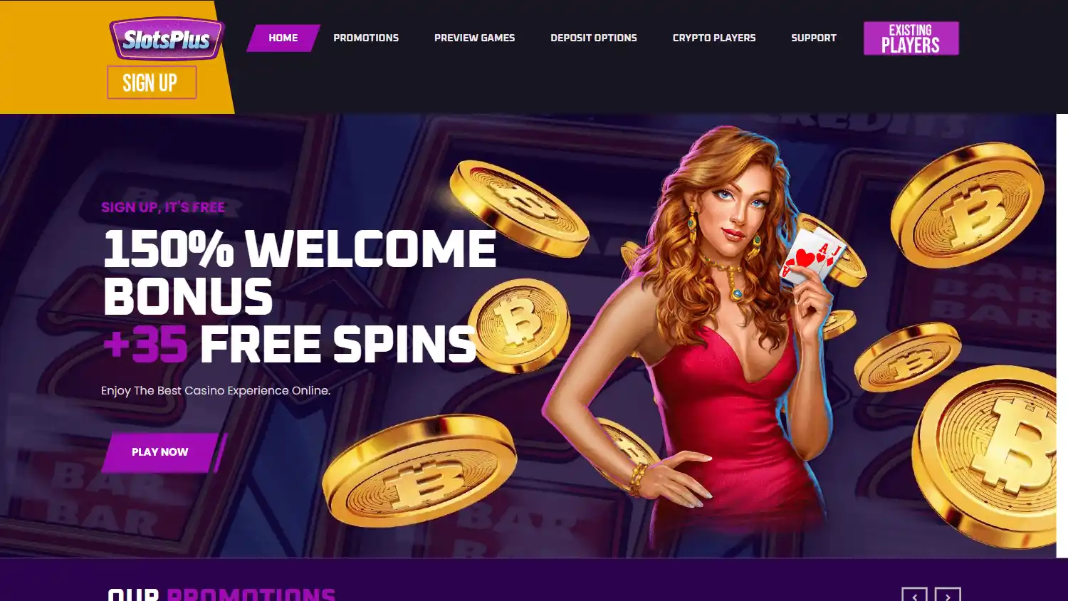 Slots Plus Casino homepage on desktop