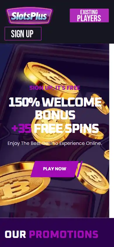 Slots Plus Casino homepage on mobile