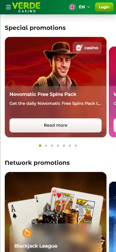 Verde Casino promotions on mobile