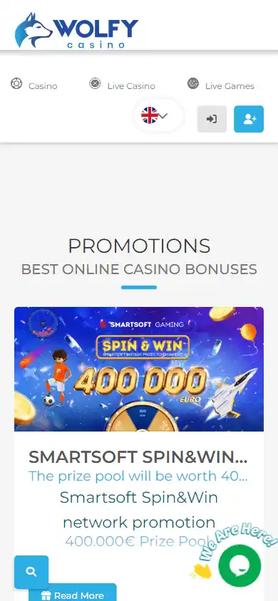 Wolfy Casino promotions on mobile