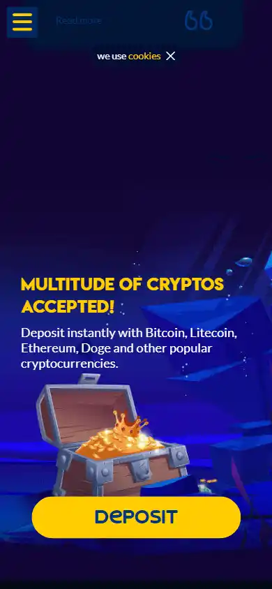 Yabby Casino homepage on mobile