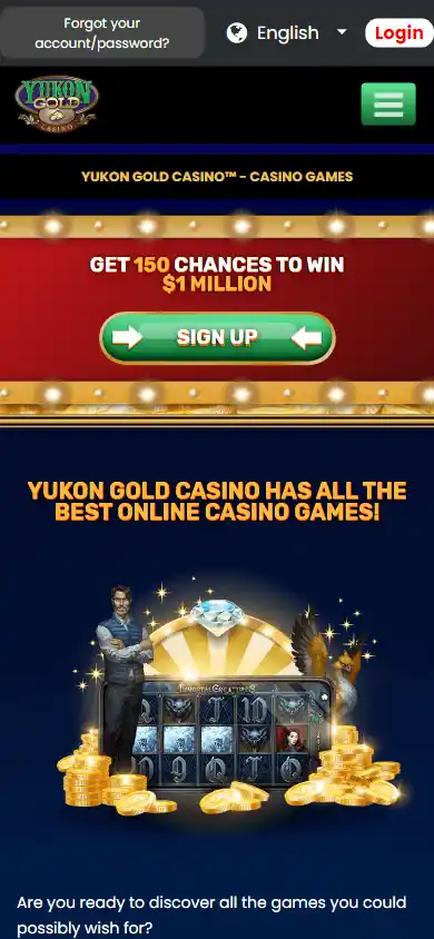 Yukon Gold Casino games page on mobile